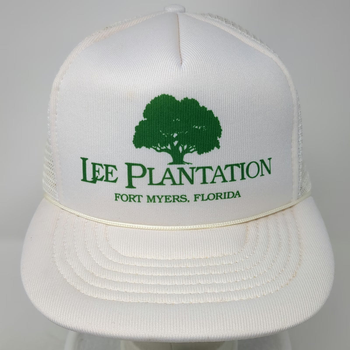 Sunbelt Trucker Hat White One Size Snapback Lee Plantation Florida Tree Mesh