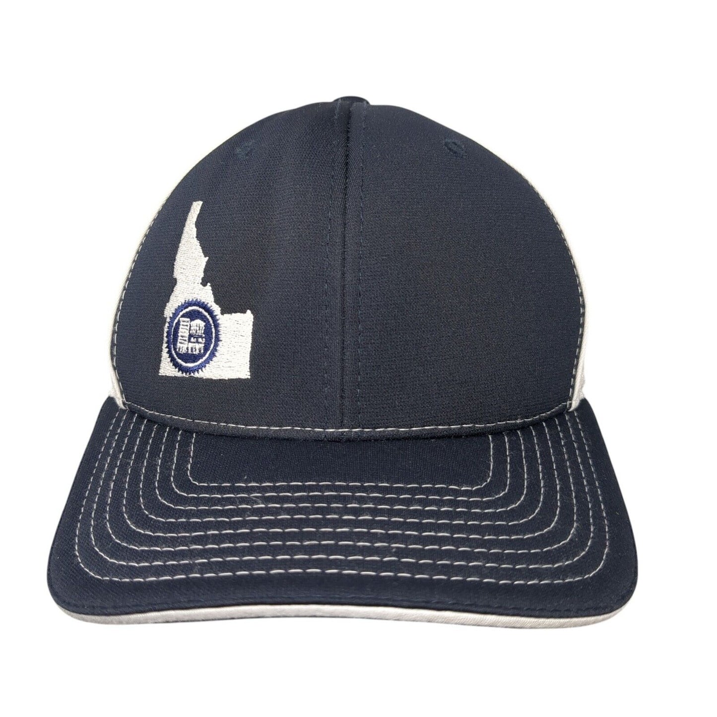 FNT Idaho Fitted Mesh Back Trucker Hat Blue S-M Embroidered Colorblock