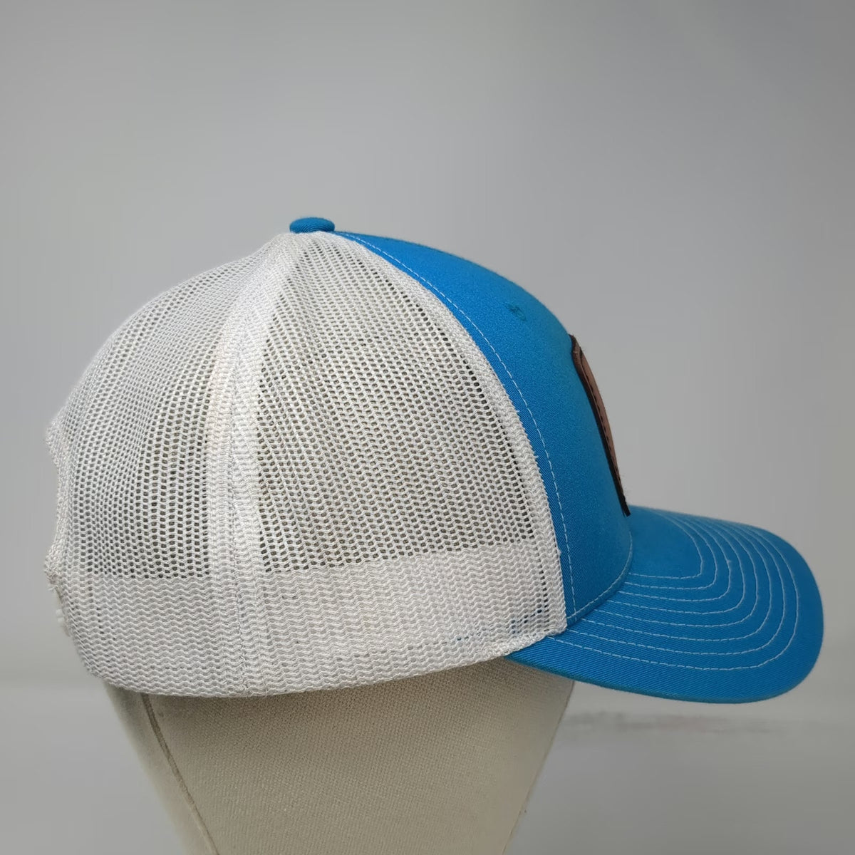 Richardson Trucker Hat Blue One Size Elgin Stampede Leather Patch Snapback