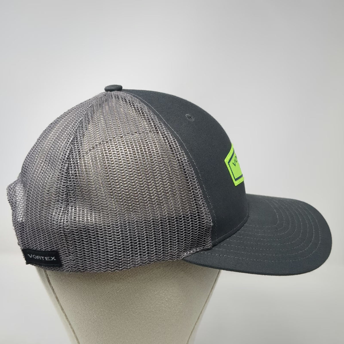 Vortex Trucker Hat Gray One Size Mesh Snapback Yellow Patch Logo Optics Hunting