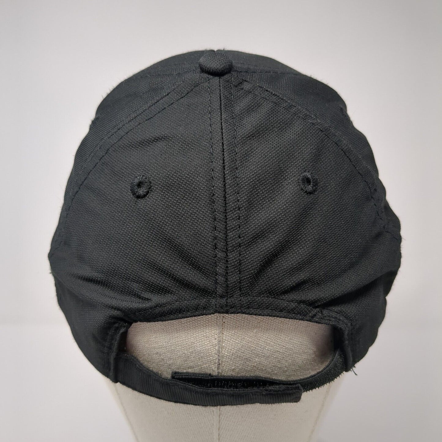 Image Solutions Strapback Hat Black One Size Embroidered Logo 6 Panel