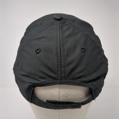 Image Solutions Strapback Hat Black One Size Embroidered Logo 6 Panel