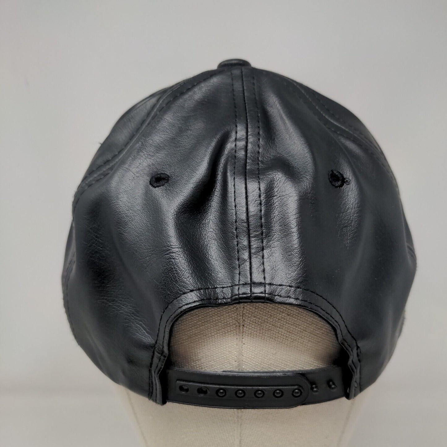 Hatco Snapback Hat Black One Size Adjustable Vegan Leather Solid Blank