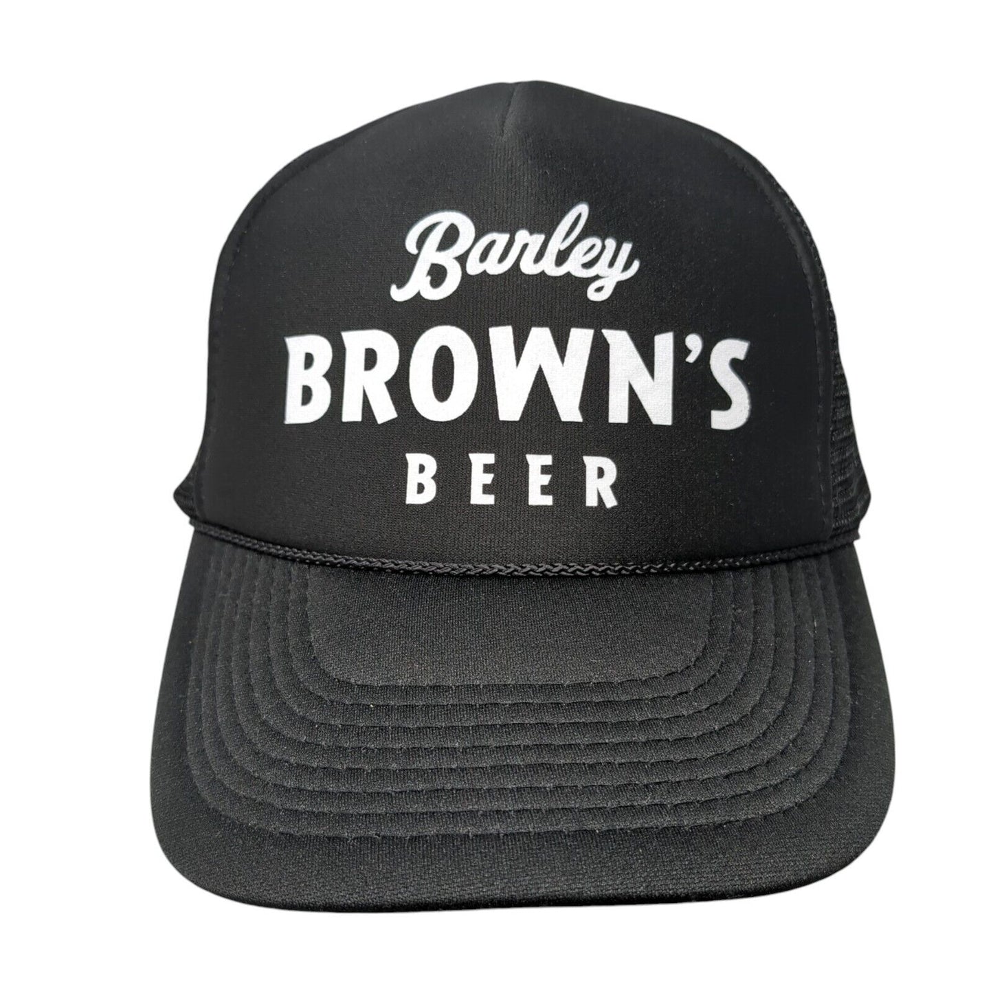 Barley Brown's Beer Snapback Rope Trucker Hat Black One Size Mesh Back