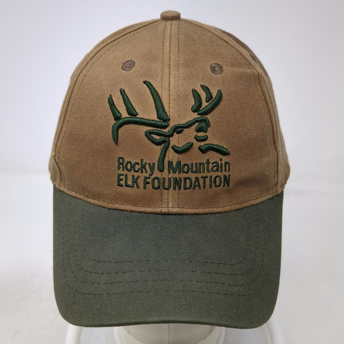 Rocky Mountain Elk Foundation Baseball Cap Brown One Size Strapback Antlers Hat