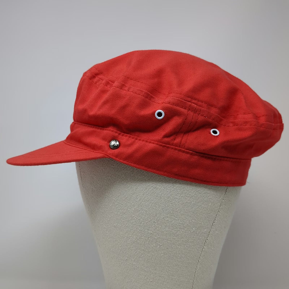 Liz Claiborne Army Cap Red One Size Cotton Side Snap Eyelet Solid Twill Hat