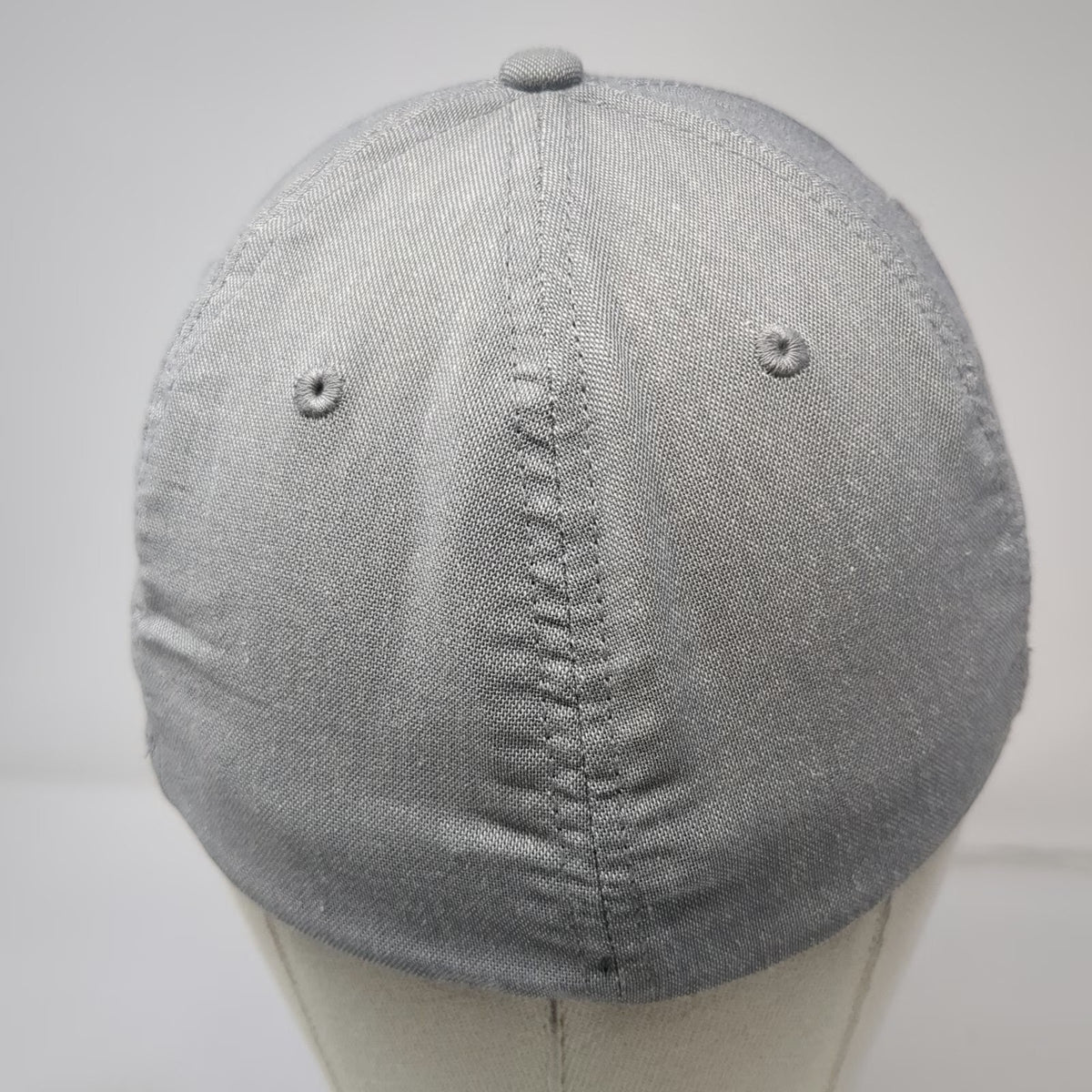 Fox 5 Panel Gray M Hat Blue Raised Logo Flexfit Fitted Curved Brim