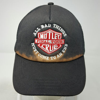 Motley Crue Final Tour All Bad Things Trucker Hat Black One Size Snapback Mesh
