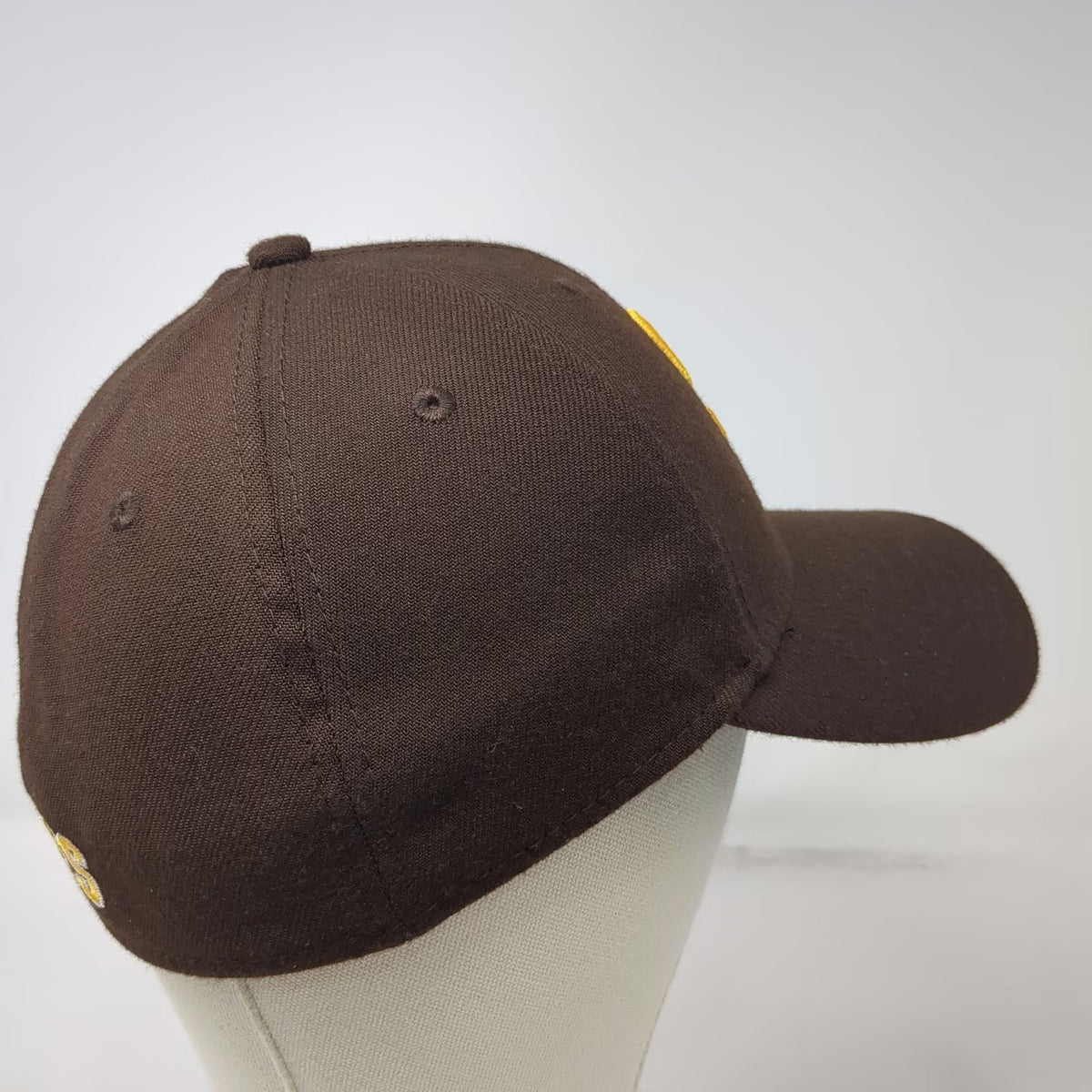 San Diego Padres MLB New Era Cap Brown Yellow L 39THIRTY Stretch Fit Logo Hat