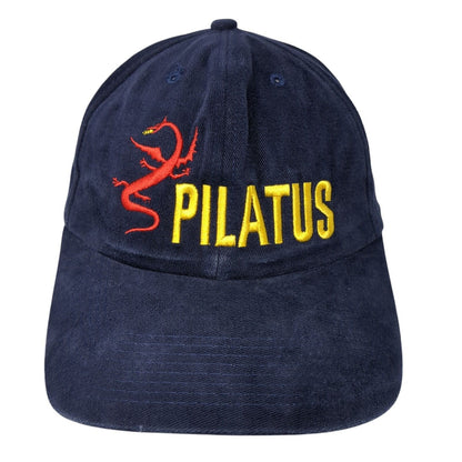 Pilatus Strapback Hat Blue One Size Adjustable Embroidered Vented Holes 6 Panel