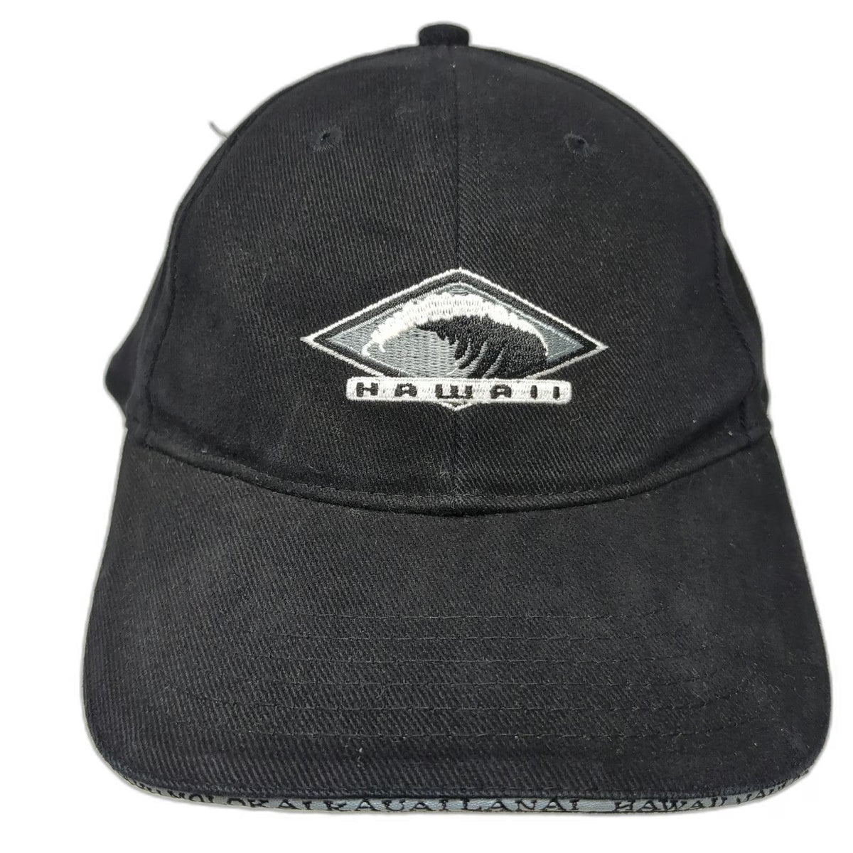 Surfware Hawaii Wave Black One Size Baseball Cap Hat Slideback Brim Text Logo