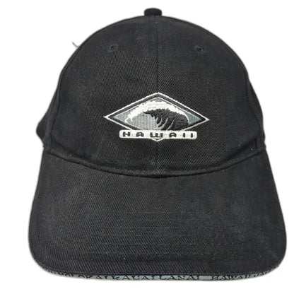 Surfware Hawaii Wave Black One Size Baseball Cap Hat Slideback Brim Text Logo