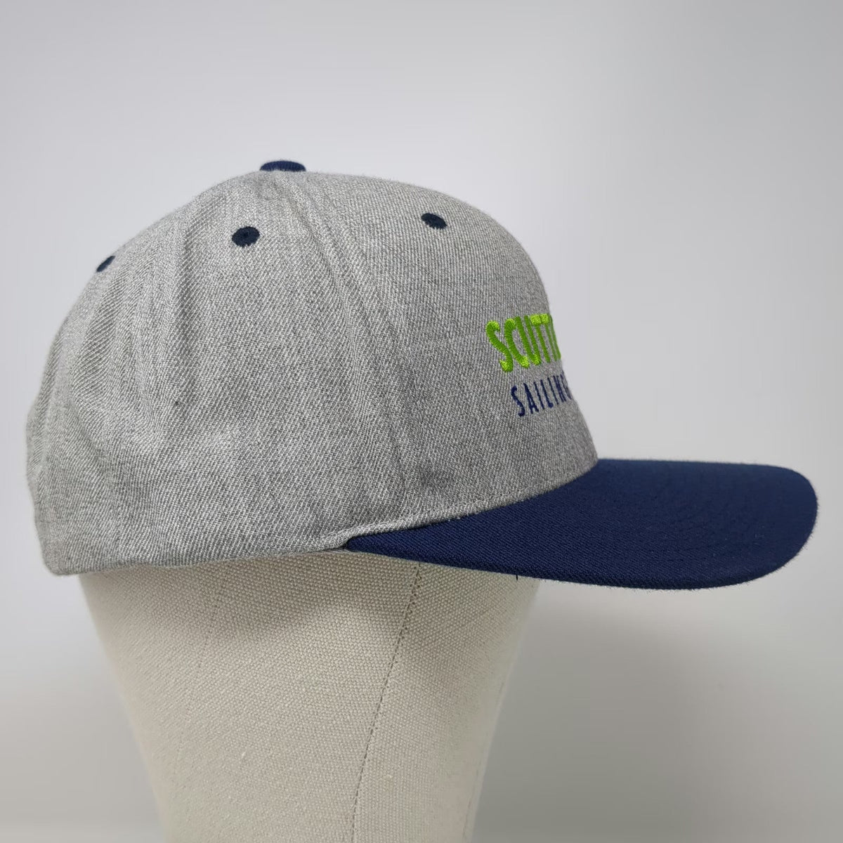 Yupoong Snapback Hat Gray Blue One Size Scuttlebutt Sailing News Flat Brim Green