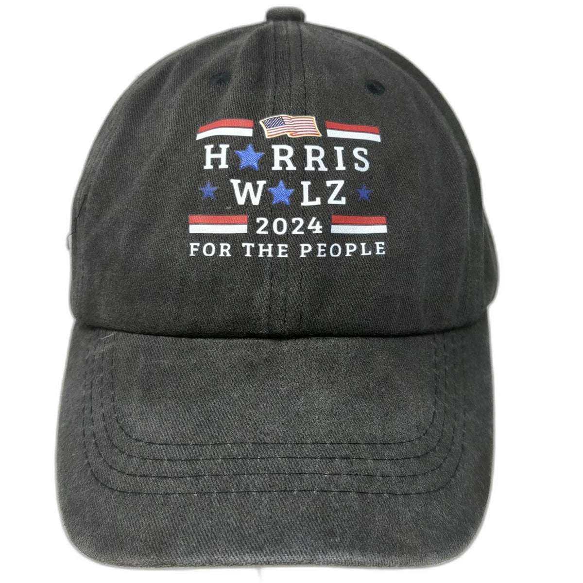 Harris Walz 2024 For The People Stars Baseball Cap Gray One Size Slideback Hat