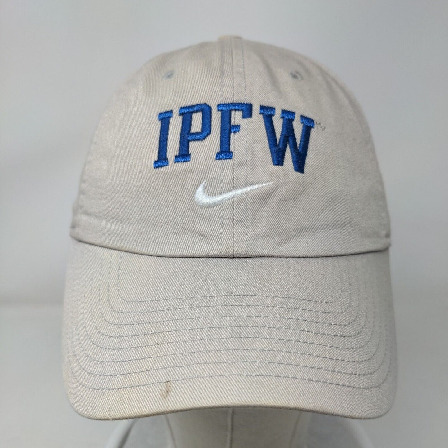 IPFW Indiana Purdue Ft Wayne Nike S1ze Slideback Hat Tan OSFM Embroidered Logo