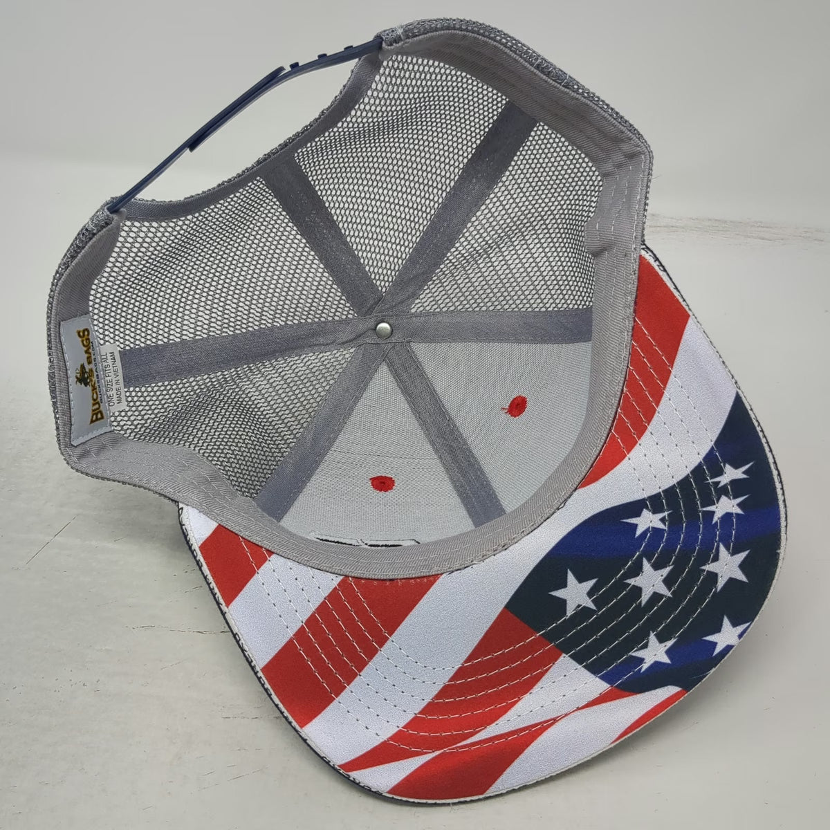 Buck's Bags Trucker Hat Blue One Size Farm Bureau Ins American Flag Underbrim