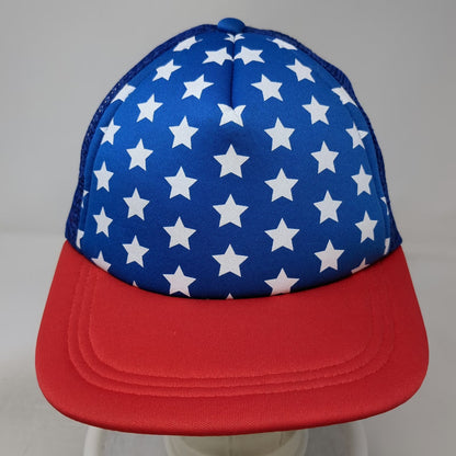 Blue Red White Stars Pattern Mesh Back Snapback Trucker Hat One Size