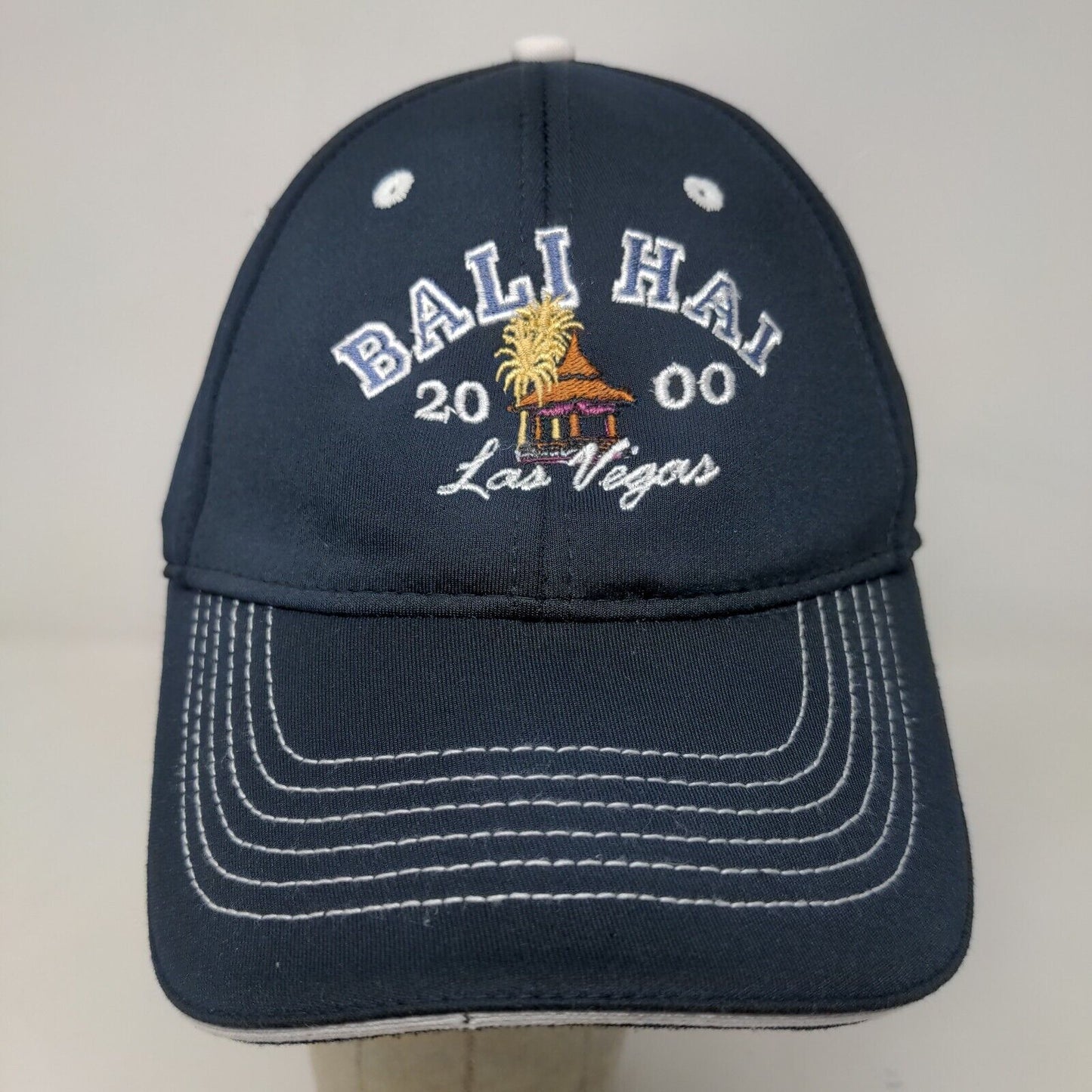 Ahead Men's Fitted Hat Blue Stretch Embroidered Bali Hai Las Vegas Vintage 2000