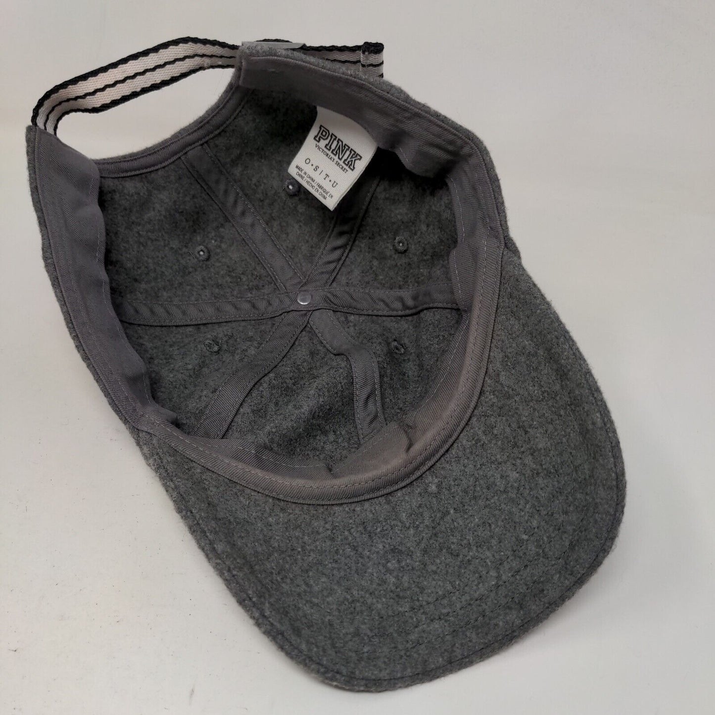 PINK Slideback Hat Gray One Size Adjustable Victoria's Secret 6 Panel