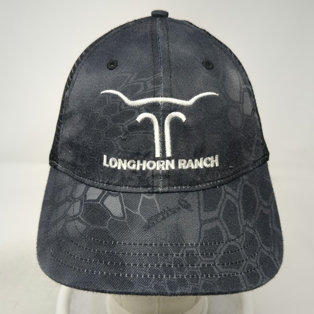 Richardson Trucker Hat Black L Longhorn Ranch Camo Mesh Snapback 111P Hat