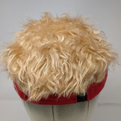 Red Baseball Cap One Size Blonde Hair Novelty Visor Costume Funny Party Hat