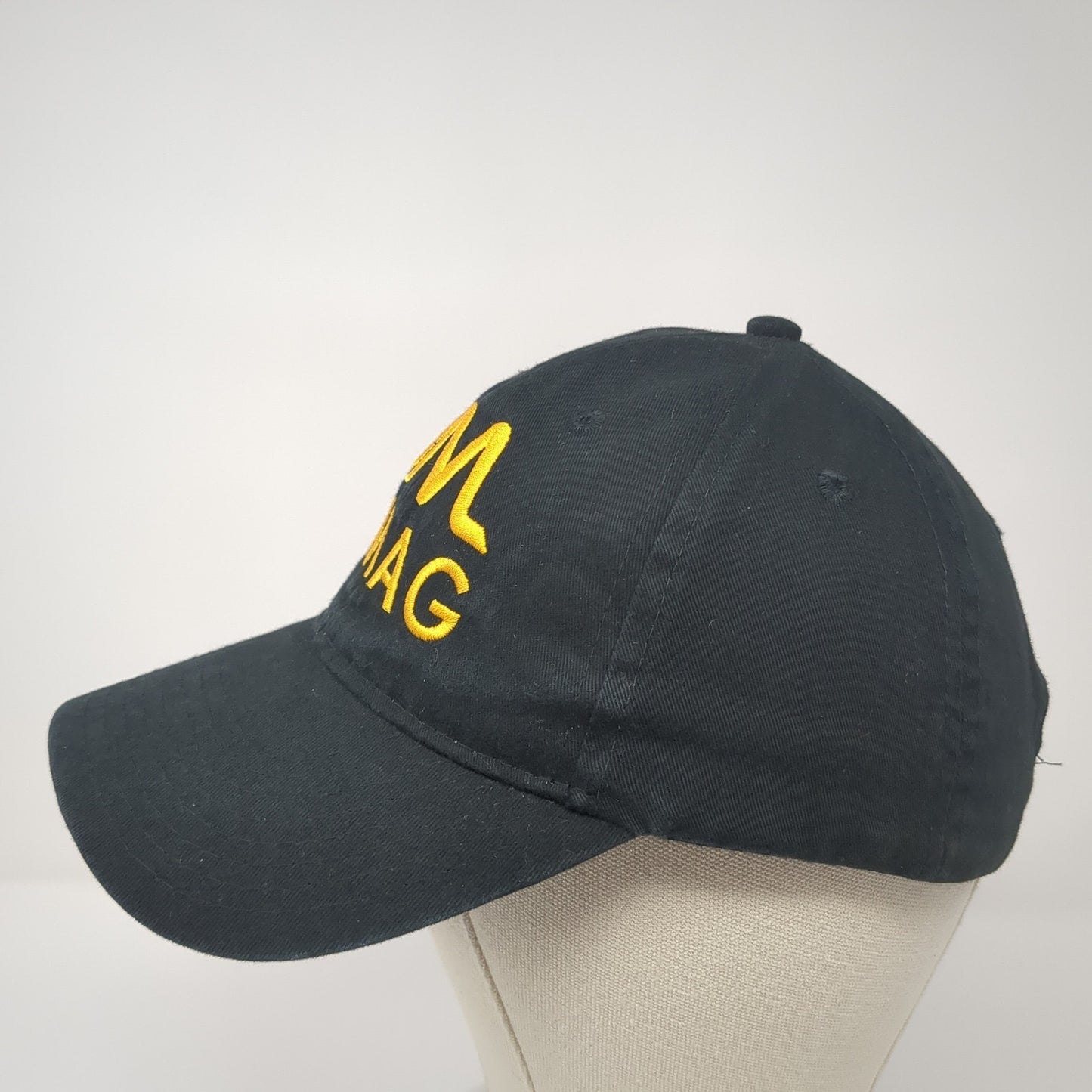 JMAG Slideback Baseball Cap Black One Size Adjustable Embroidered 6 Panel