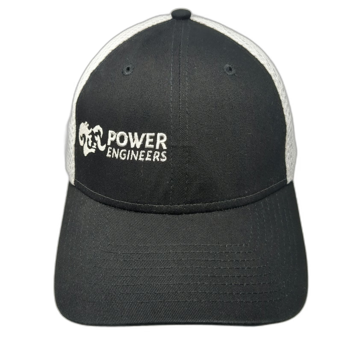 New Era 39THIRTY Baseball Cap Black L Mesh Stretch Fit Power Engineers Logo Hat