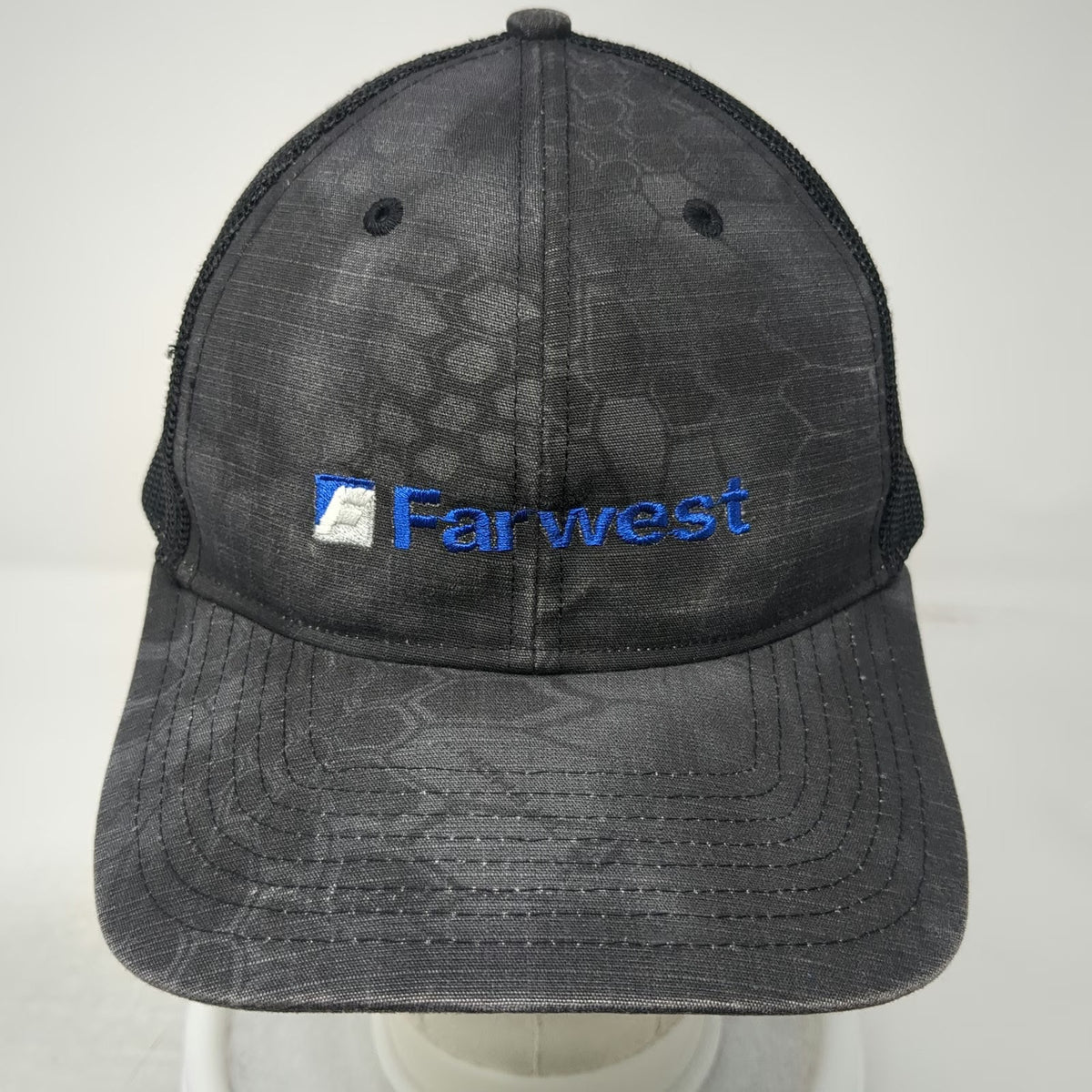 Richardson Trucker Hat Black Blue One Size Farwest Hex Camo Mesh Back Snapback