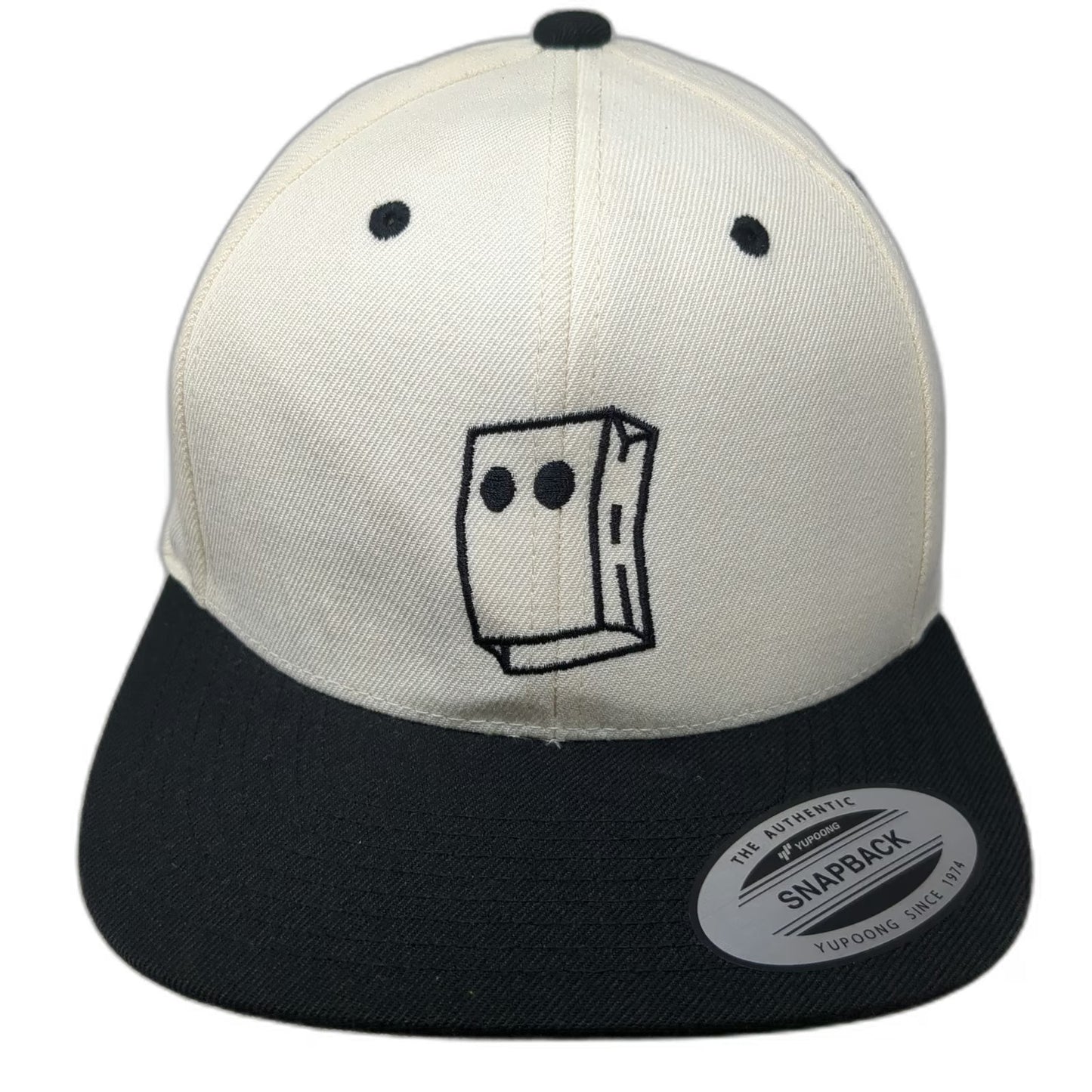 Yupoong Snapback White One Size Hat Badder Sports Paper Bag Logo Flat Brim