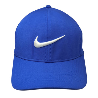 Nike Golf Fitted Hat Blue Large Embroidered Swoosh Laser Cut 6 Panel