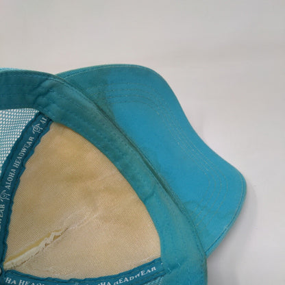Aloha Snapback Mesh Back Trucker Hat Blue One Size Adjustable KC Hawaii