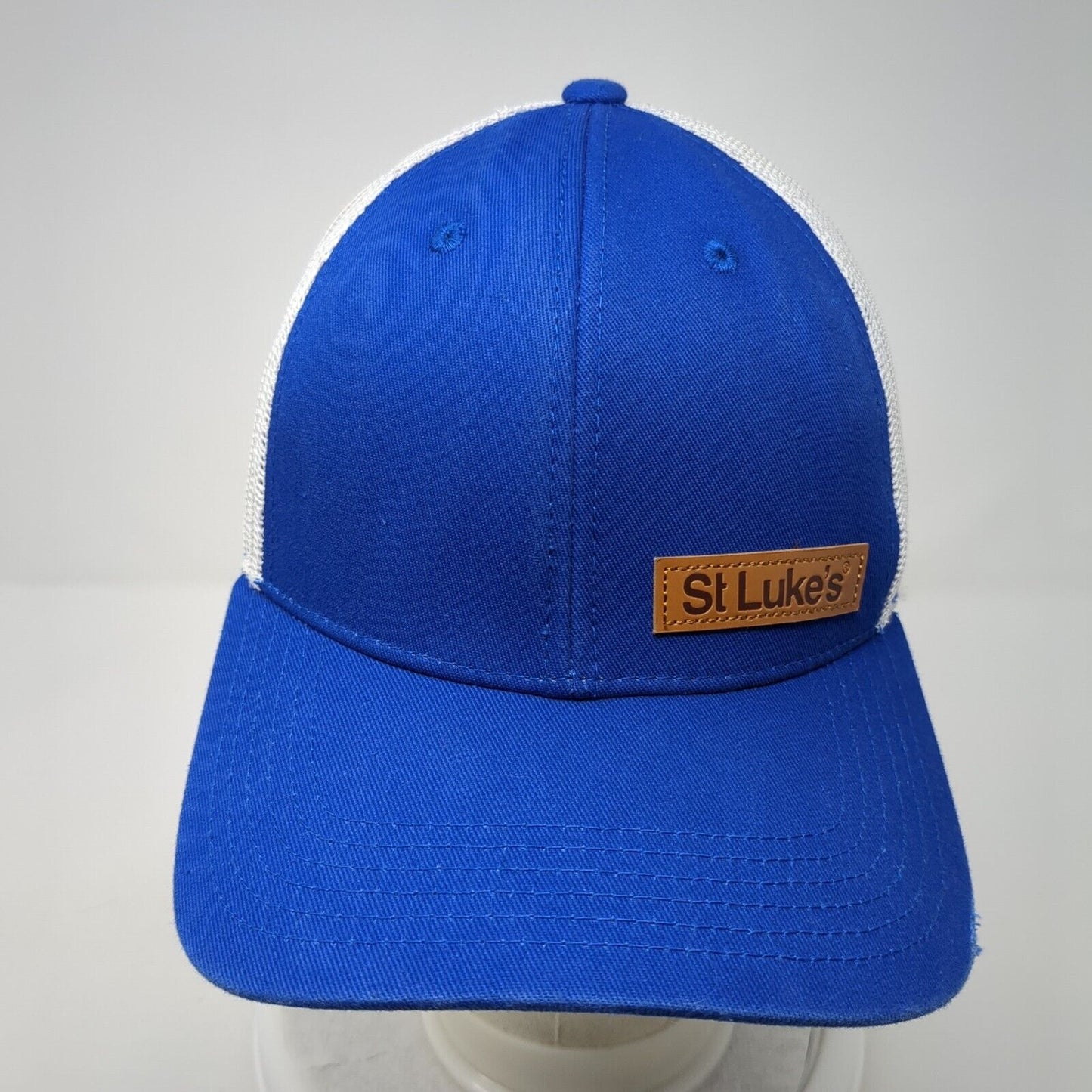 St. Luke's Snapback Trucker Hat Blue One Size Adjustable Patch Mesh Back