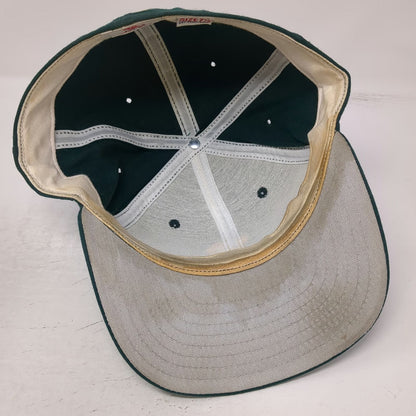 New Era Baseball Cap Green 7 1/2 Fitted Hat Lion Back Gray Underbrim Made in USA