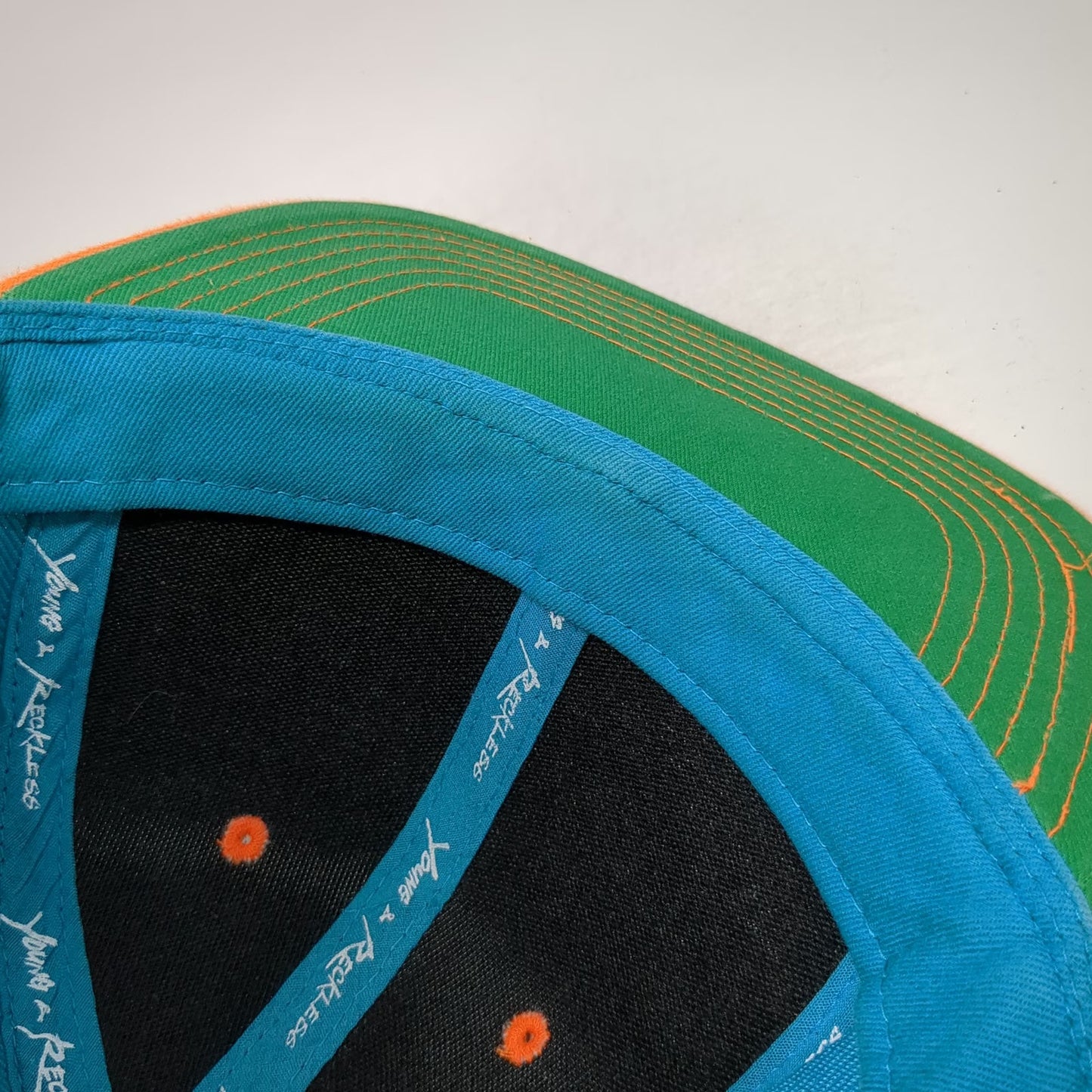 Young & Reckless Snapback Blue Orange One Size Los Angeles Reckless Script Hat