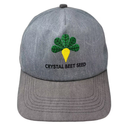 K-Products Crystal Beet Seed Trucker Hat Gray One Size Made in USA Vintage