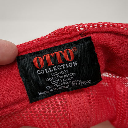 Otto Trucker Hat Red One Size Fort Desolation Goods Gatherings Mesh Snapback