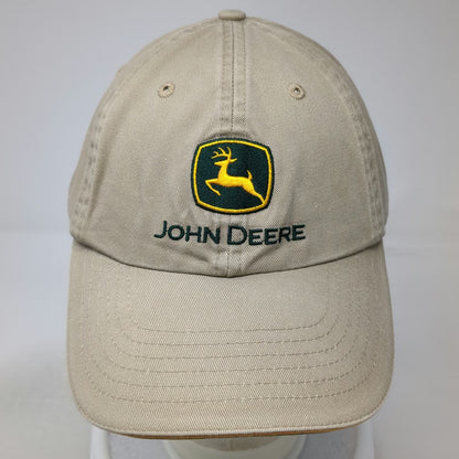 K-Products John Deere Baseball Cap Beige OSFM Hat Slideback Cotton Green Logo