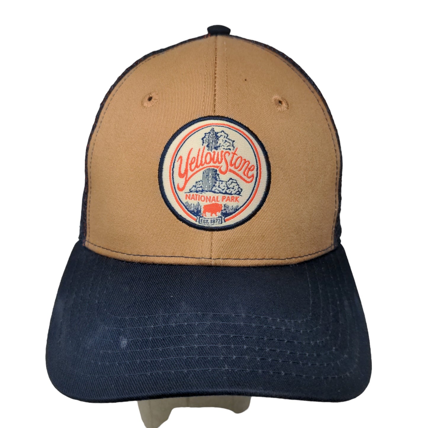 National Park Foundation Men's Snapback Mesh Back Hat Blue Yellowstone Logo