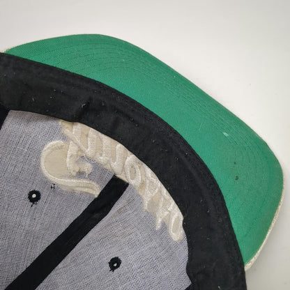 Crown Snapback Hat Black One Size Finesse Materials Green Under Brim Textured