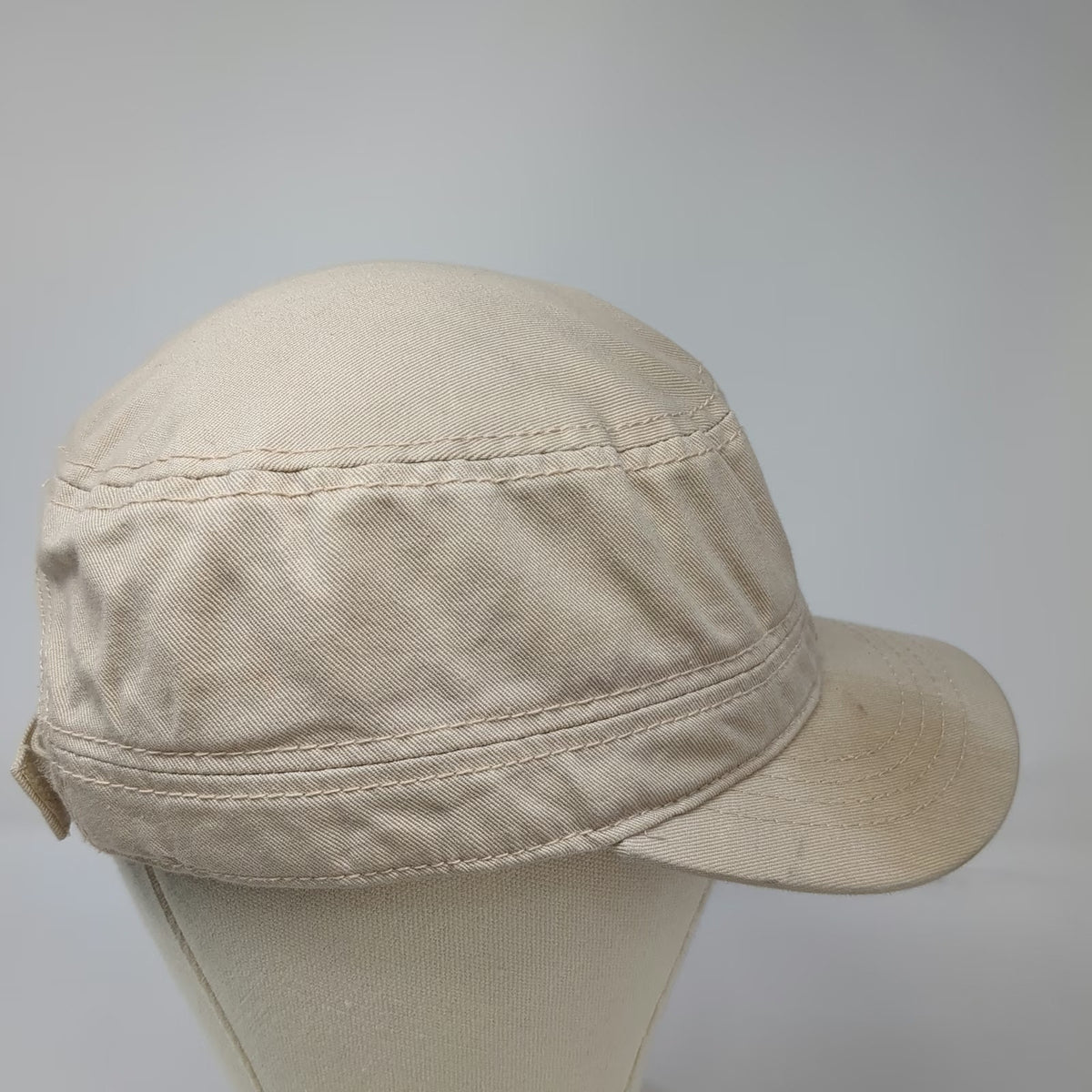 Pugs Army Cap Beige One Size Sequined Rose Graphic Polka Dot Under Brim Hat