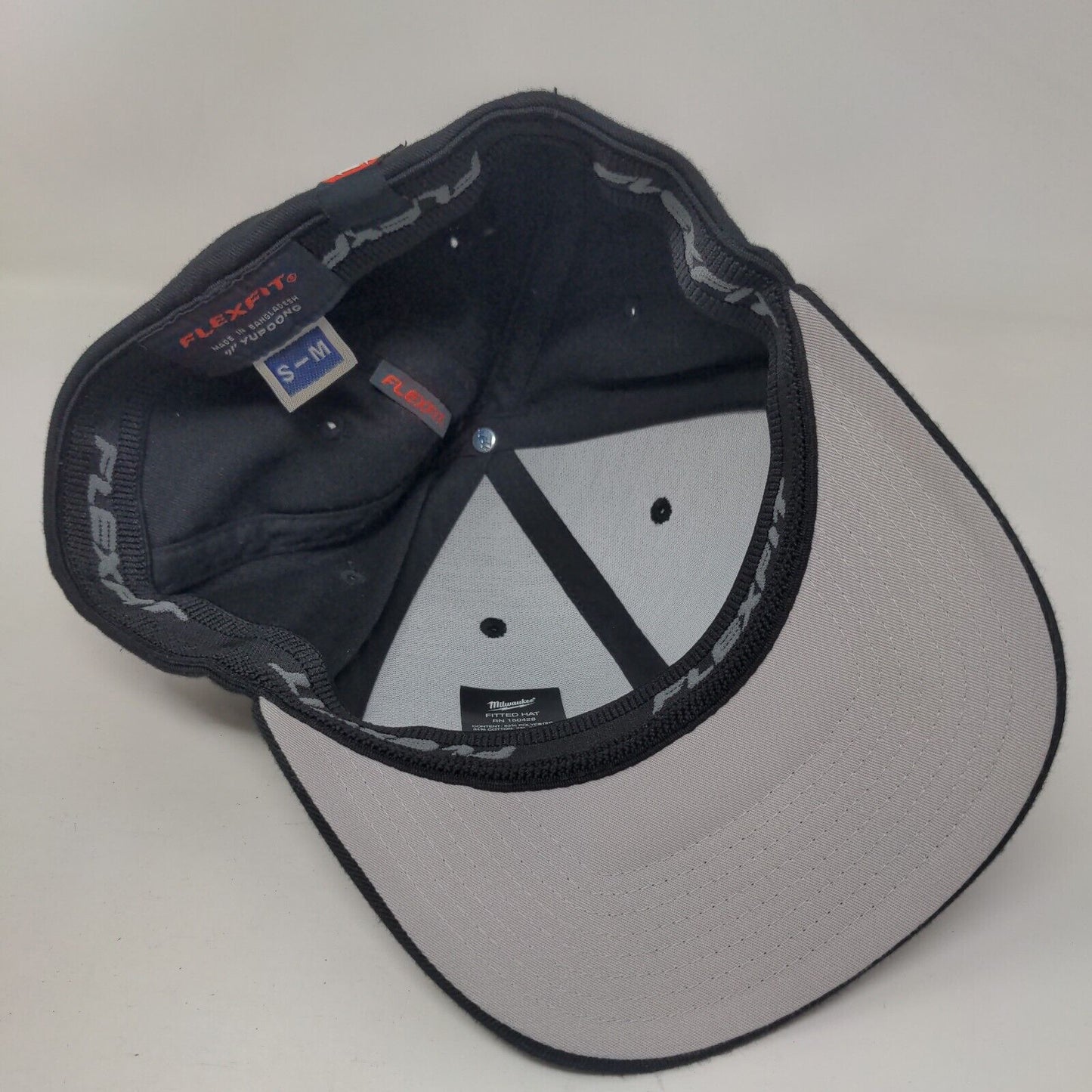 Milwaukee Fitted Hat S/M Flexfit Vented Holes 6 Panel Yupoong Polyester Blend