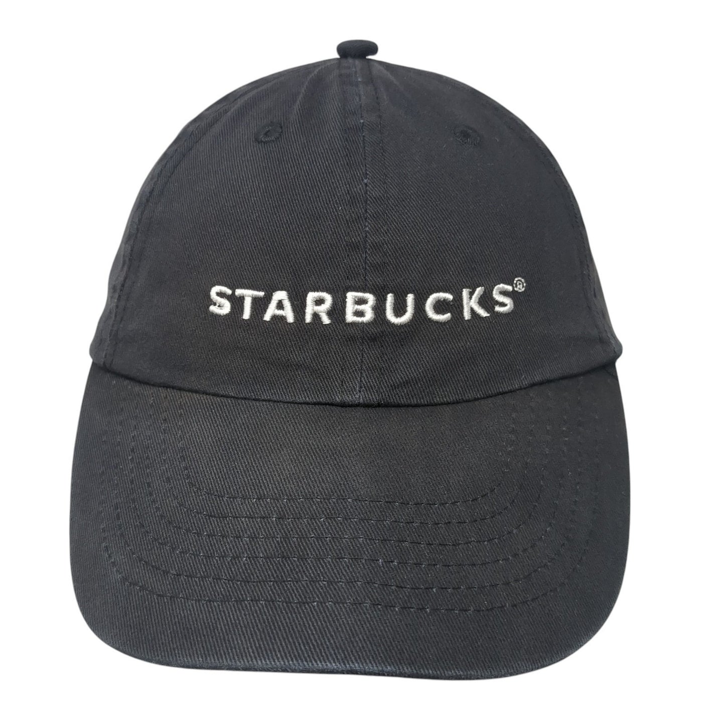 Starbucks Strapback Baseball Cap Black One Size Adjustable Embroidered 6 Panel