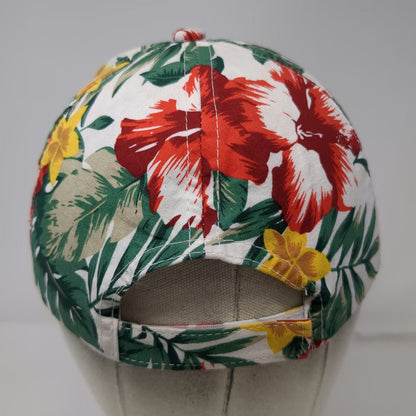 Island Sense Baseball Cap White One Size Hawaii Floral Tropical Hibiscus hat