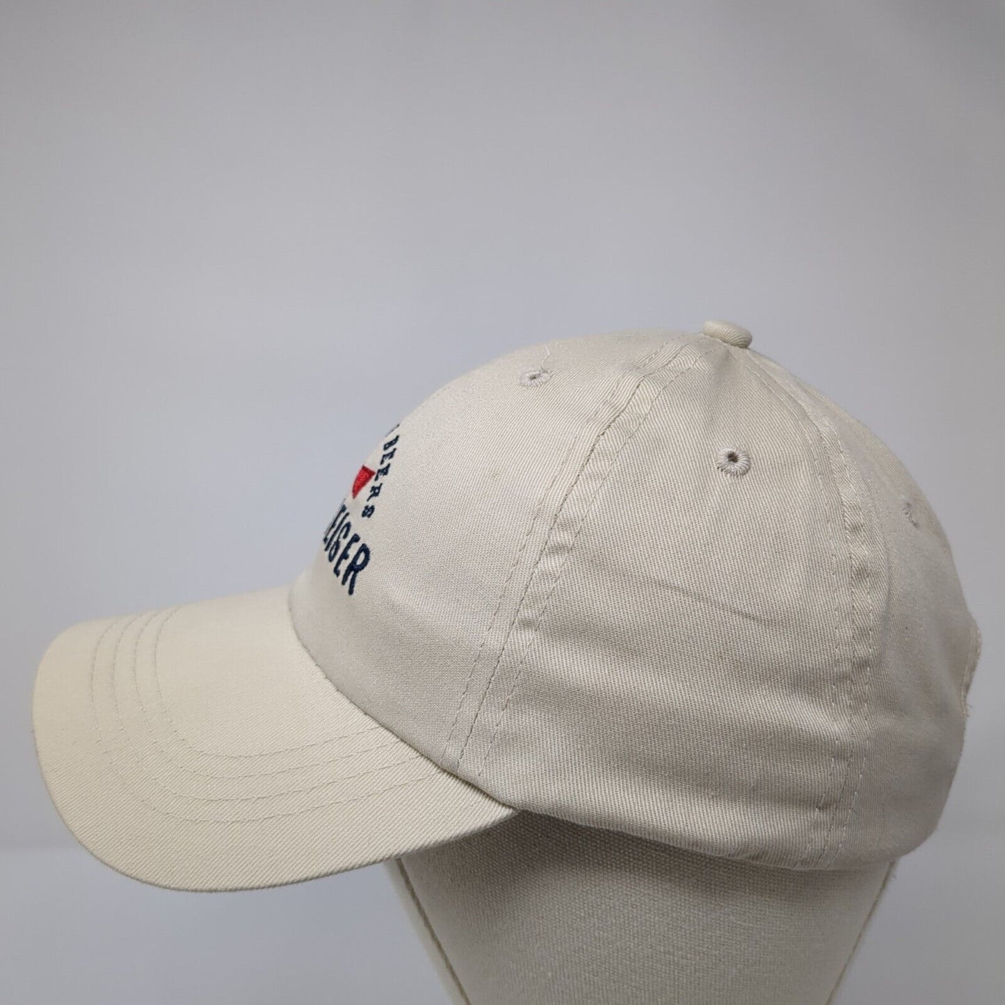 King of Beers Budweiser Strapback Hat Tan One Size Adjustable Embroidered Cotton