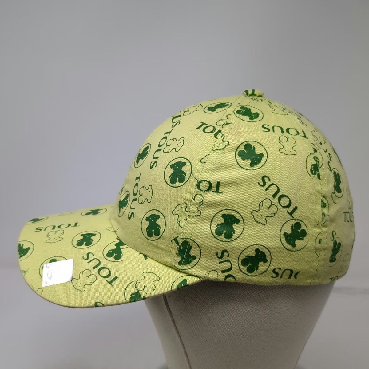 TOUS Baseball Cap Green One Size Bear Logo All-over Print Strapback Casual Hat