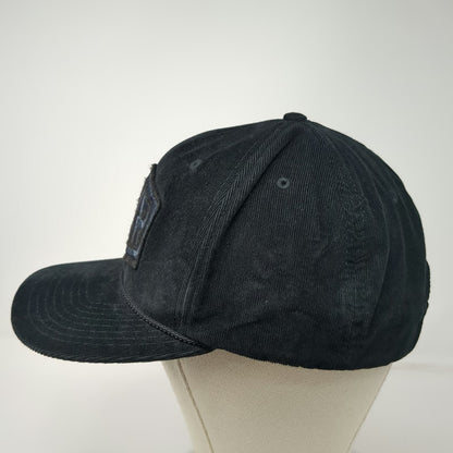 Richardson Snapback Hat Black One Size Corduroy BVR Logo Patch 6 Panel
