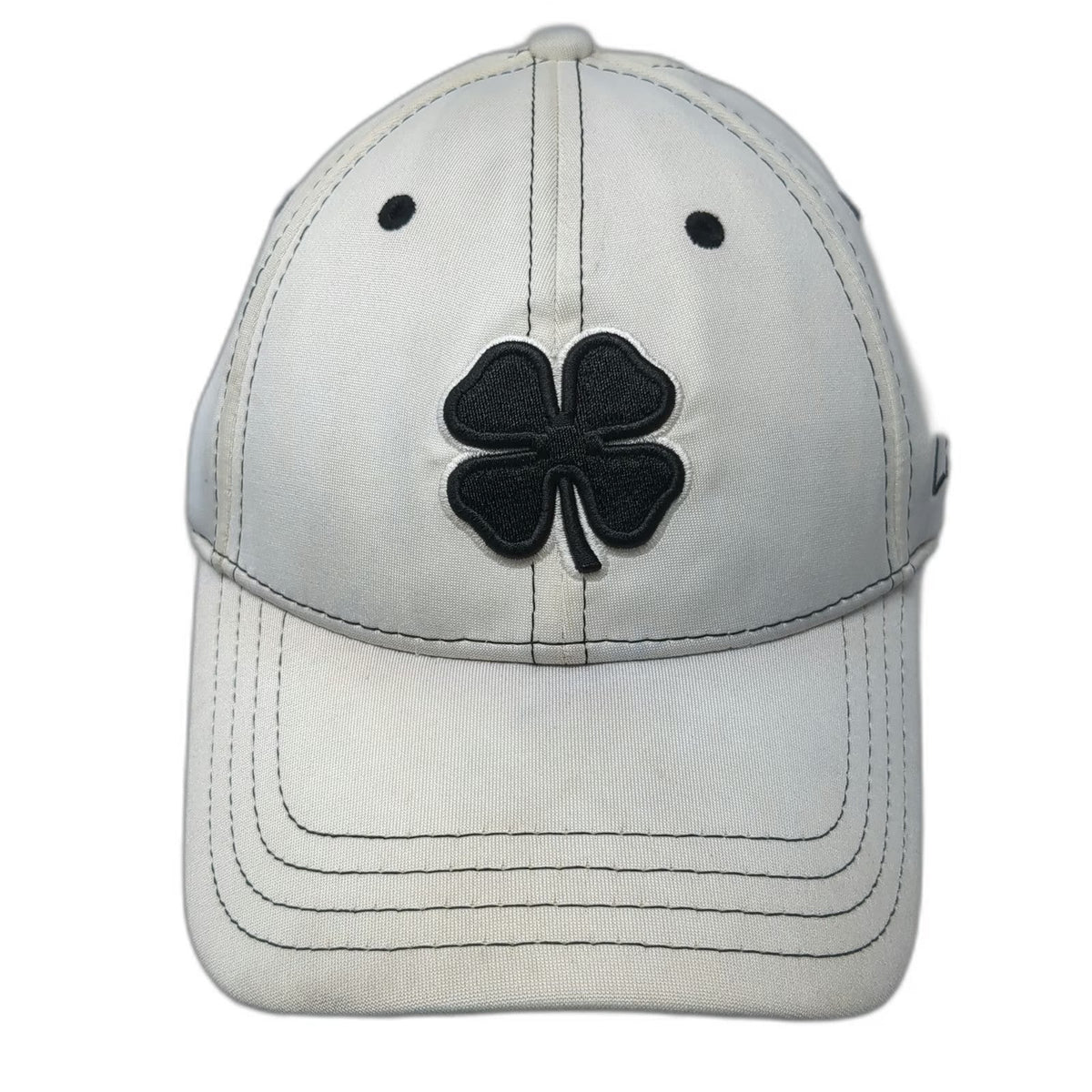 Black Clover Baseball Cap White XL Fitted Live Lucky Contrast Stitching Golf Hat