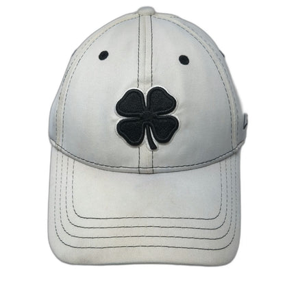 Black Clover Baseball Cap White XL Fitted Live Lucky Contrast Stitching Golf Hat