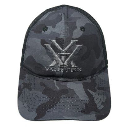 Vortex Trucker Hat Black Camo One Size Mesh Snapback Embroidered Logo Outdoor