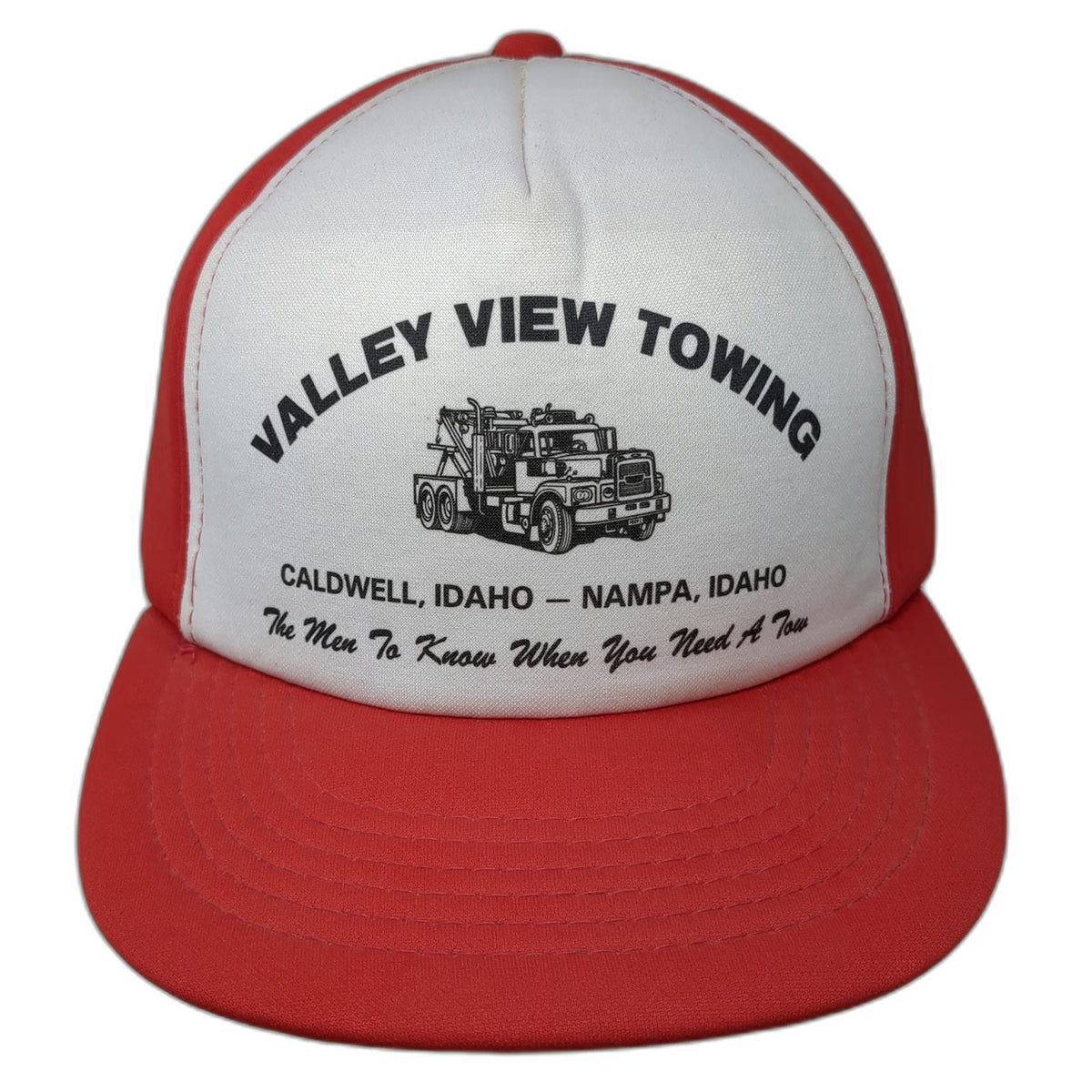 Vernon Headliner 5 Panel Hat Red White One Size Snapback Valley View Towing